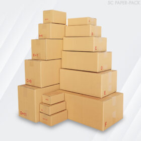 กล่องไปรษณีย์ ฝาชน สีน้ำตาล จ่าหน้า หลายขนาด