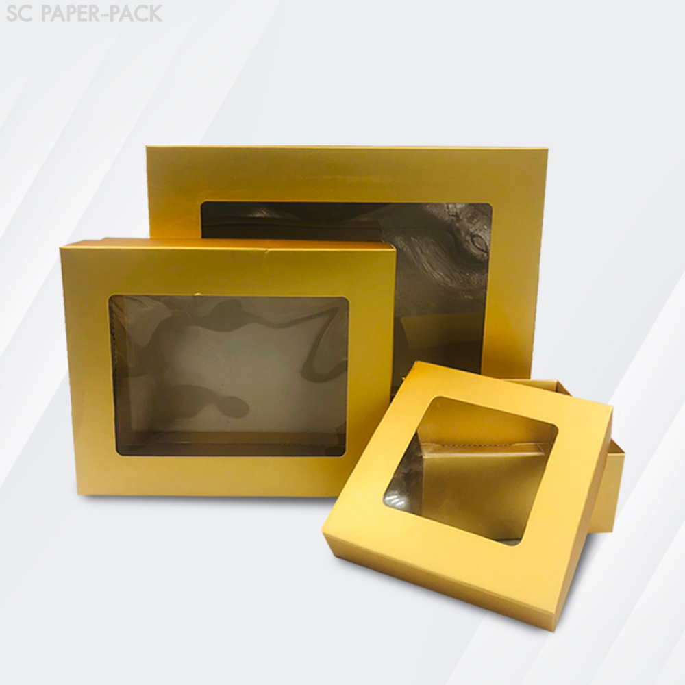 กล่องเมทัลลิค ฝาครอบ มีหน้าต่าง สีทอง สีเงิน (เเพ็ค 12) - Image 3