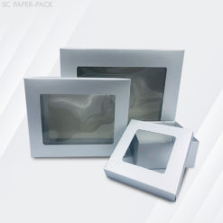 Alternative view of กล่องเมทัลลิค ฝาครอบ มีหน้าต่าง สีทอง สีเงิน (เเพ็ค 12)