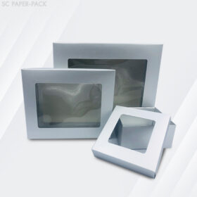 กล่องเมทัลลิค ฝาครอบ มีหน้าต่าง สีทอง สีเงิน (เเพ็ค 12) - Image 2