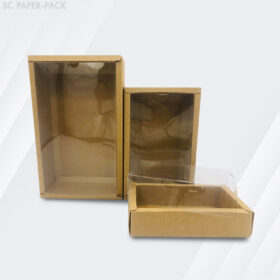 กล่องคราฟท์ ฝาครอบ พลาสติก (เเพ็ค12ใบ)
