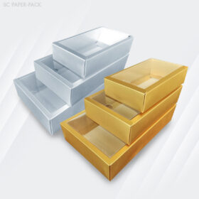 กล่องเมทัลลิค ฝาครอบพลาสติก สีทอง-สีเงิน (เเพ็ค12ใบ) - Image 5