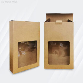 กล่องคราฟท์มีหน้าต่าง ฝาลิ้นซ้าย-ขวา (แพ็ค 12)