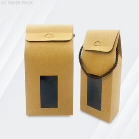 กล่องคราฟท์มีหน้าต่าง ฝาทรงถุงมีเชือกหิ้ว (แพ็ค 12) - Image 2