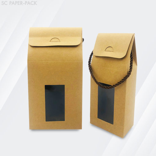 กล่องคราฟท์มีหน้าต่าง ฝาทรงถุงมีเชือกหิ้ว (แพ็ค 12) - Image 2