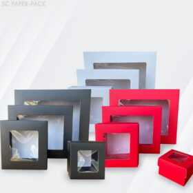 กล่องคราฟท์ฝาครอบ มีหน้าต่าง สี ขาว ดำ แดง (เเพ็ค 12) - Image 6