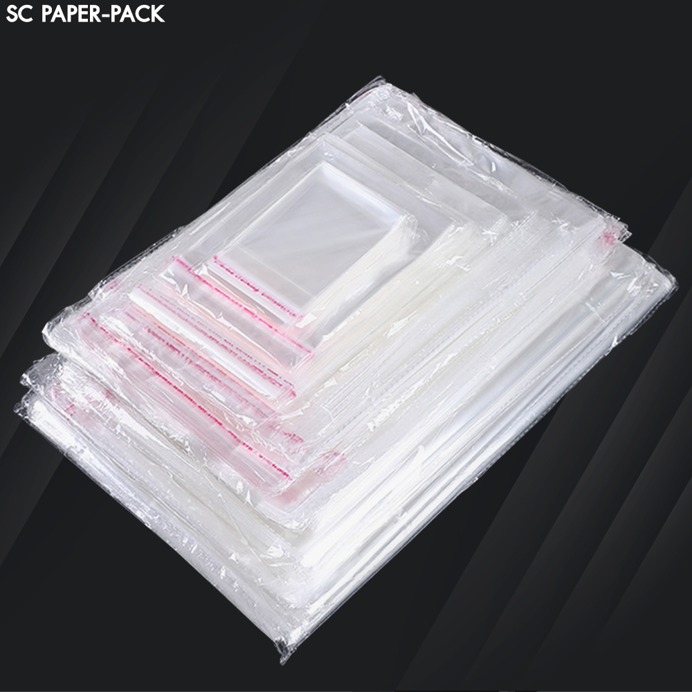 ซองพลาสติก OPP ใส มีเทปกาว มีรู แบบหนา 80 ไมครอน (รวมไซส์เล็ก) (แพ็ค 100) - Image 2