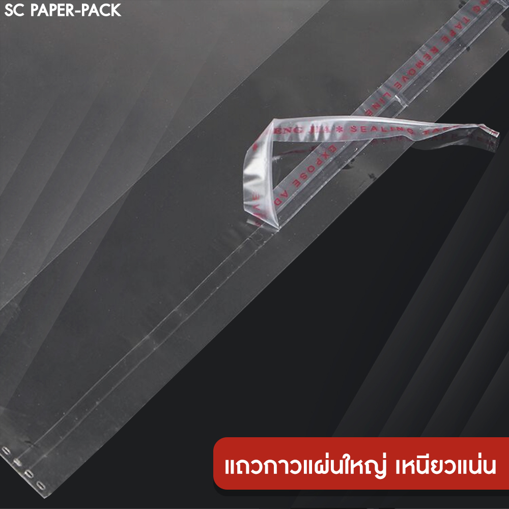ซองพลาสติก OPP ใส มีเทปกาว มีรู แบบหนา 80 ไมครอน (รวมไซส์เล็ก) (แพ็ค 100) - Image 4
