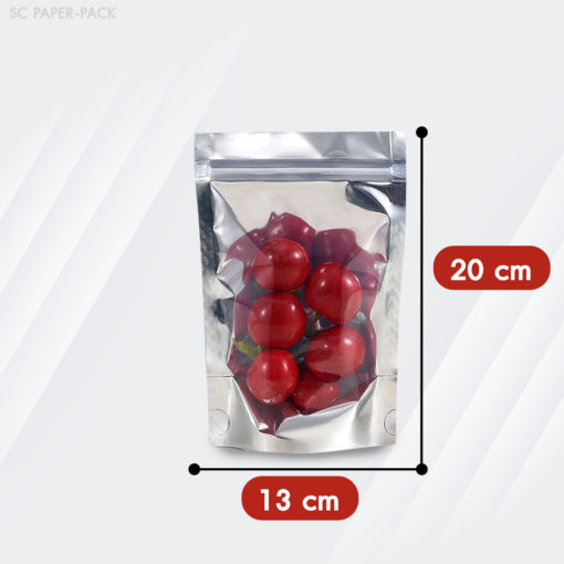 ถุงพลาสติก หน้าใส หลังทึบสีเงิน (เมทัลไลซ์) ตั้งได้ ซิปล็อค (แพ็ค 50) - Image 6
