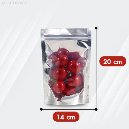 ถุงพลาสติก หน้าใส หลังทึบสีเงิน (เมทัลไลซ์) ตั้งได้ ซิปล็อค (แพ็ค 50) - Image 7