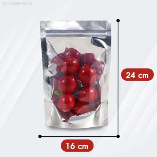 ถุงพลาสติก หน้าใส หลังทึบสีเงิน (เมทัลไลซ์) ตั้งได้ ซิปล็อค (แพ็ค 50) - Image 9
