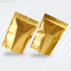 Alternative view of ถุงพลาสติก หน้า-หลังทึบสีทอง ตั้งได้ ซิปล็อค (แพ็ค 50 ใบ)