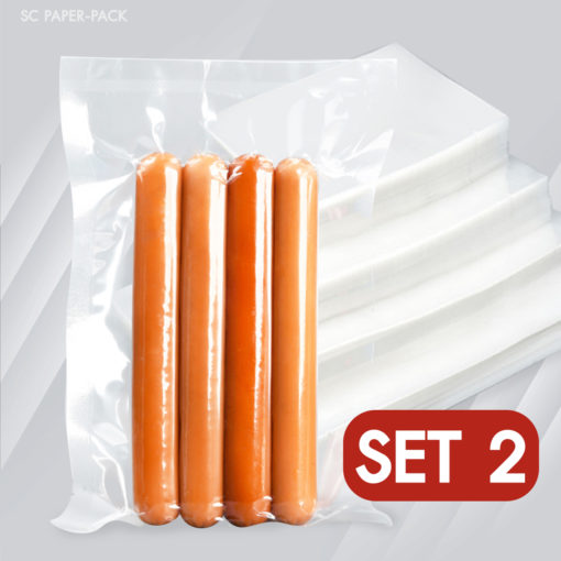 ถุงซีลสูญญากาศ แบบแผ่น เรียบ 2 ด้าน  (เเพ็ค 100) SET2