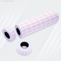 ป้ายราคาขาวคาดแดง 12X21MM สำหรับเครื่อง MX-5500 และ 688 (แพ็ค 10 ม้วน X 450 ดวง)