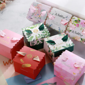 กล่องใส่ของชำร่วย+ริบบิ้น ทรงสี่เหลี่ยม (แพ็ค 10 ใบ) - Image 2