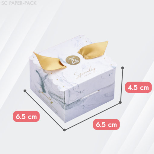 กล่องใส่ของชำร่วย+ริบบิ้น ทรงสี่เหลี่ยม (แพ็ค 10 ใบ) - Image 3
