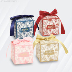 กล่องของขวัญ ลายดอกไม้+ริบบิ้น (แพ็ค 1 ใบ)