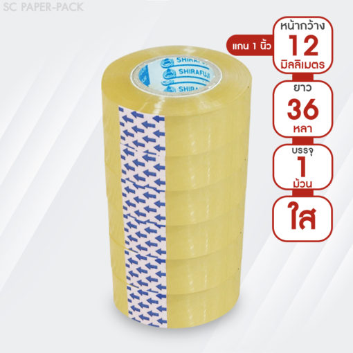 เทปใส กว้าง 12,18,24mm ยาว 36 หลา เเกน 1 นิ้ว (1 ม้วน) - Image 3