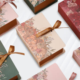 กล่องของขวัญ ของชำร่วย ทรงหนังสือ ลายดอกไม้ ขนาด 4.5x9x13cm (1ใบ)