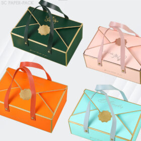 กล่องของขวัญ ของชำร่วย ทรงจดหมาย สีพื้น ขอบทอง ขนาด 14x21.5x8cm (1ใบ)