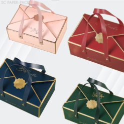 Alternative view of กล่องของขวัญ ของชำร่วย ทรงจดหมาย สีพื้น ขอบทอง ขนาด 14x21.5x8cm (1ใบ)