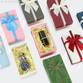 กล่องของขวัญ ฝามีโบว์คาด ขนาด 7x13x5 cm (แพ็ค 1 ใบ)