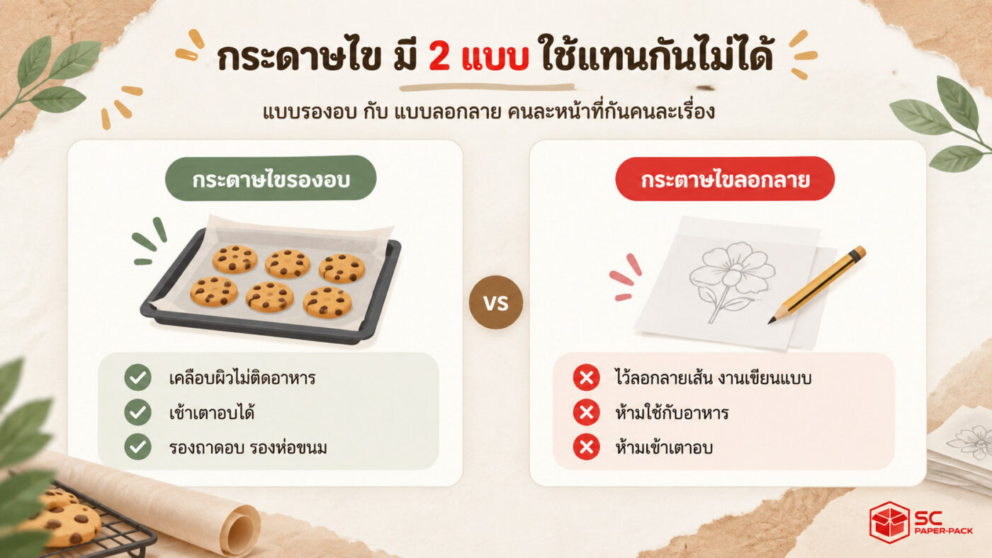 เปรียบเทียบกระดาษไขรองอบกับกระดาษไขลอกลาย ว่าใช้แทนกันไม่ได้