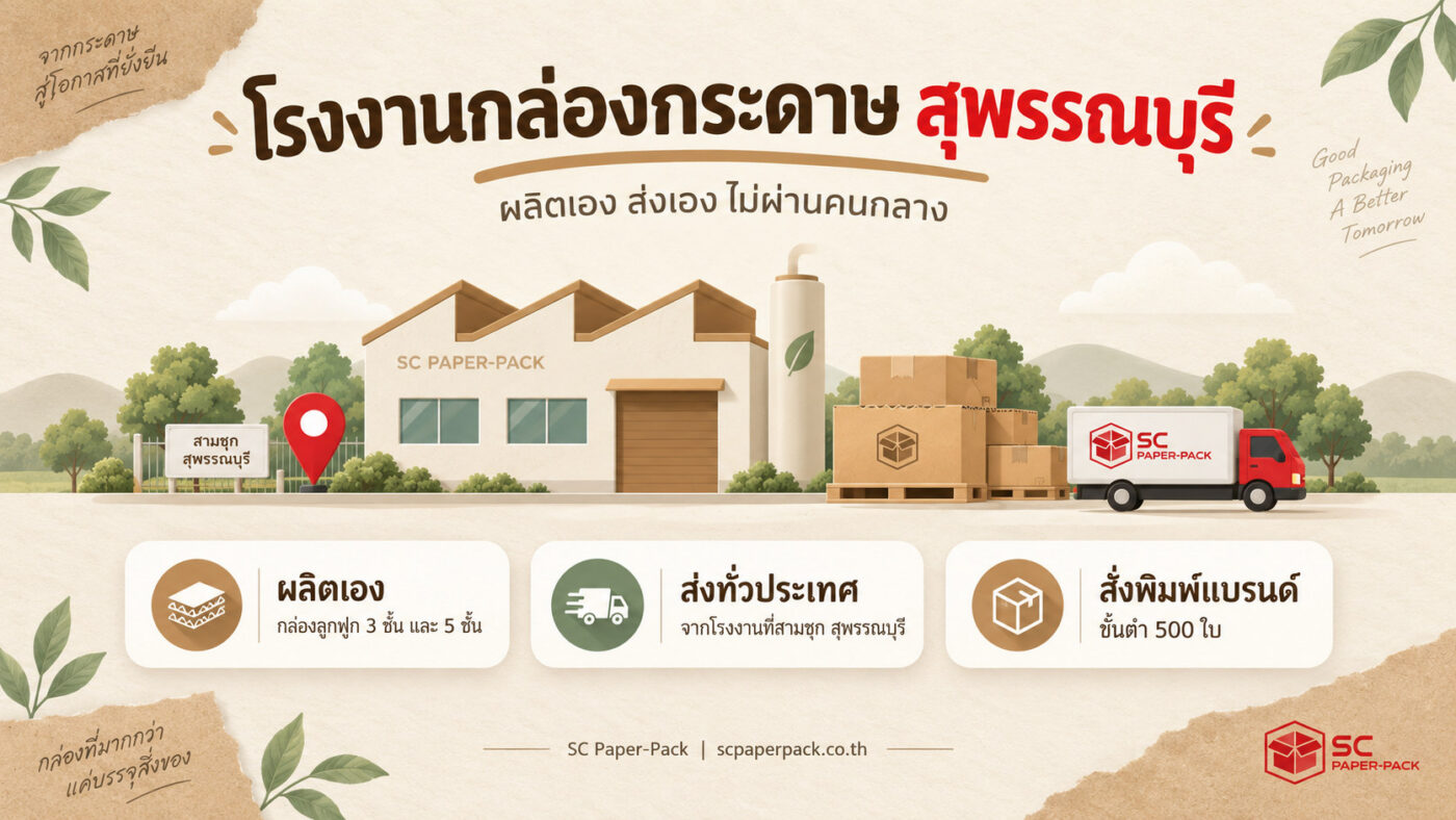 โรงงานกล่องกระดาษ SC Paper-Pack ที่สามชุก สุพรรณบุรี ผลิตเองและจัดส่งทั่วประเทศ