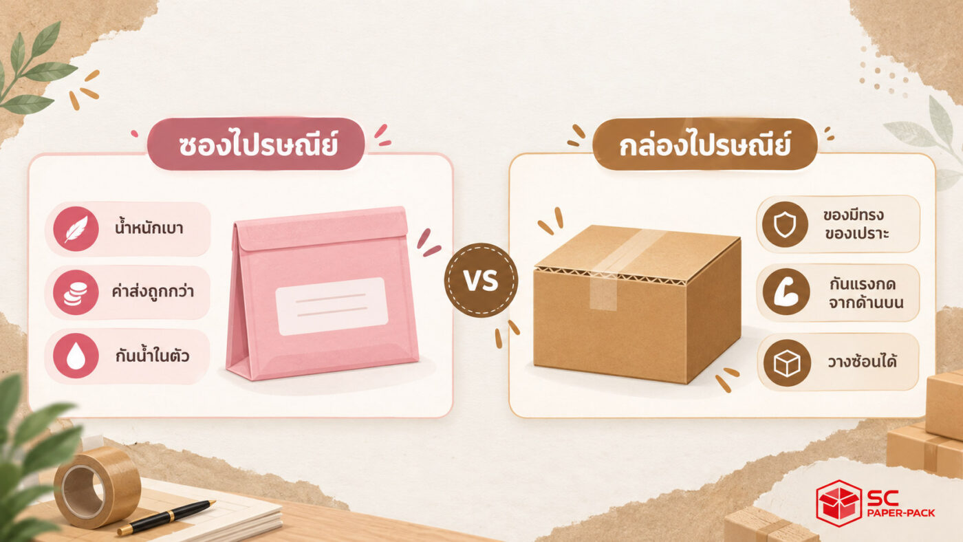 เปรียบเทียบซองไปรษณีย์กับกล่องไปรษณีย์ ว่าของแบบไหนควรใช้อะไร
